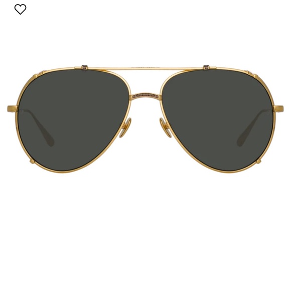 LINDA FARROW NEWMAN AVIATOR SUNGLASSES IN YELLOW GOLD - Picture 3 of 3